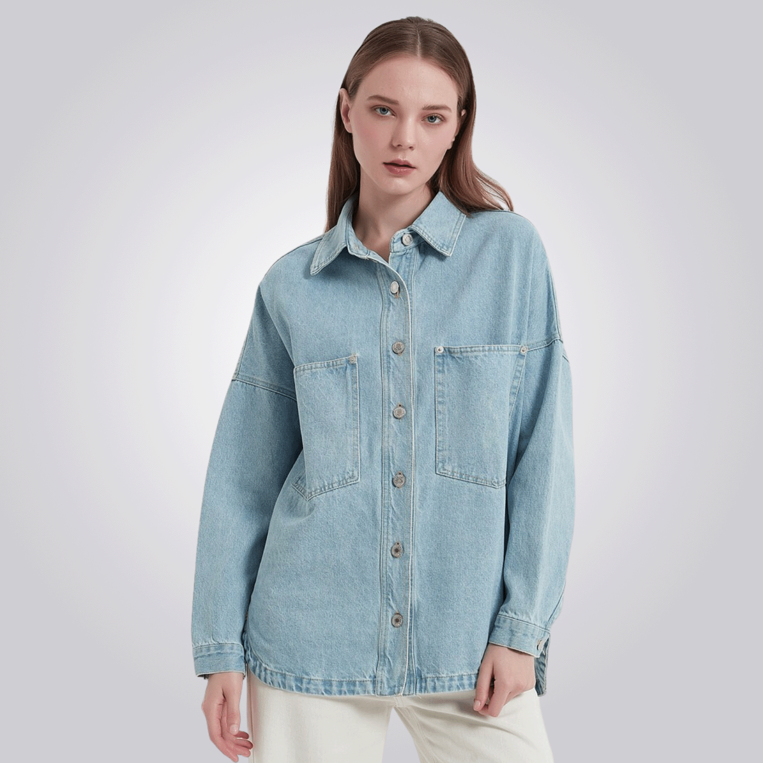 camisa cordilheira long jeans feminina