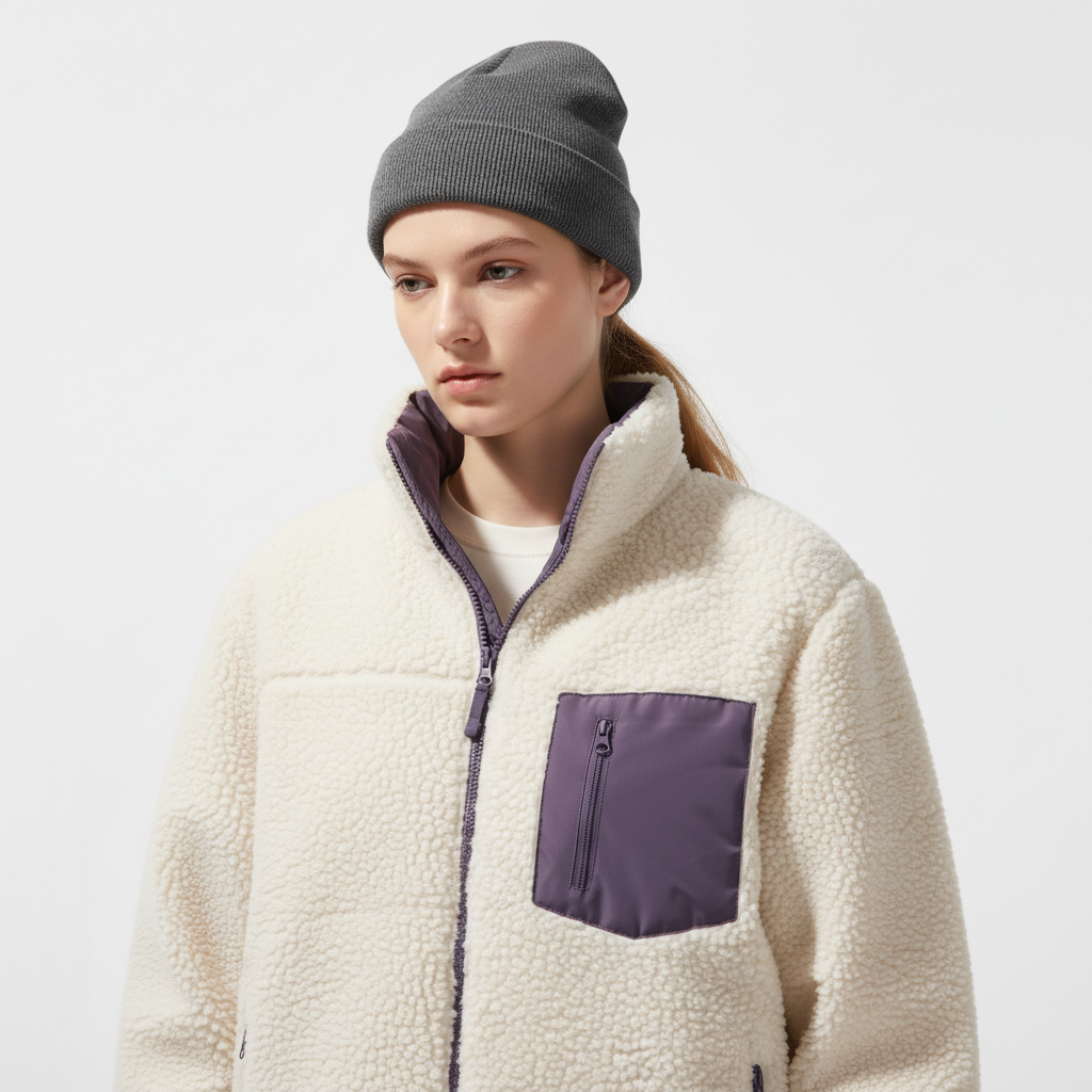 JAQUETA FLEECE PUFFER DUPLA FACE FEMININA