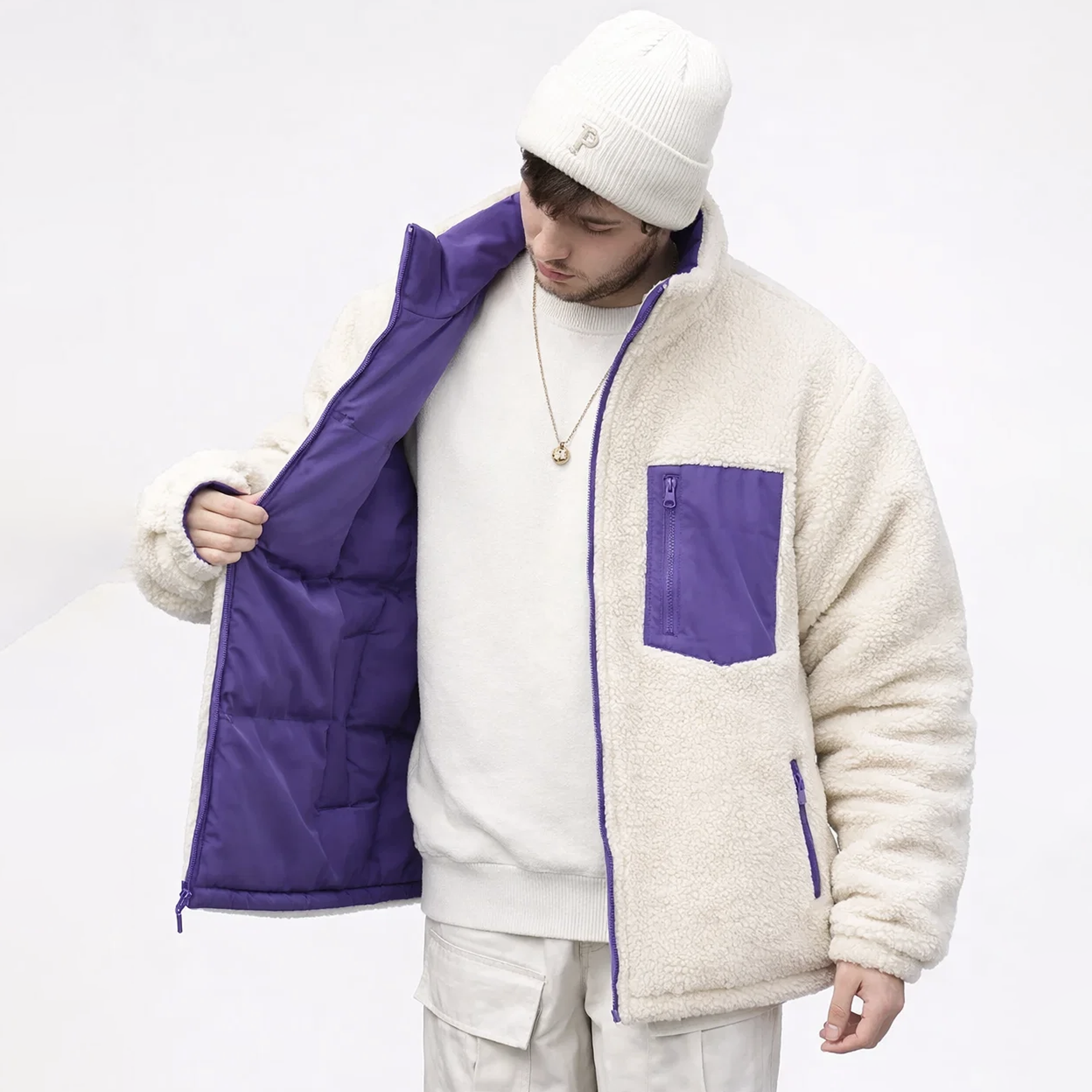 JAQUETA FLEECE PUFFER DUPLA FACE MASCULINA