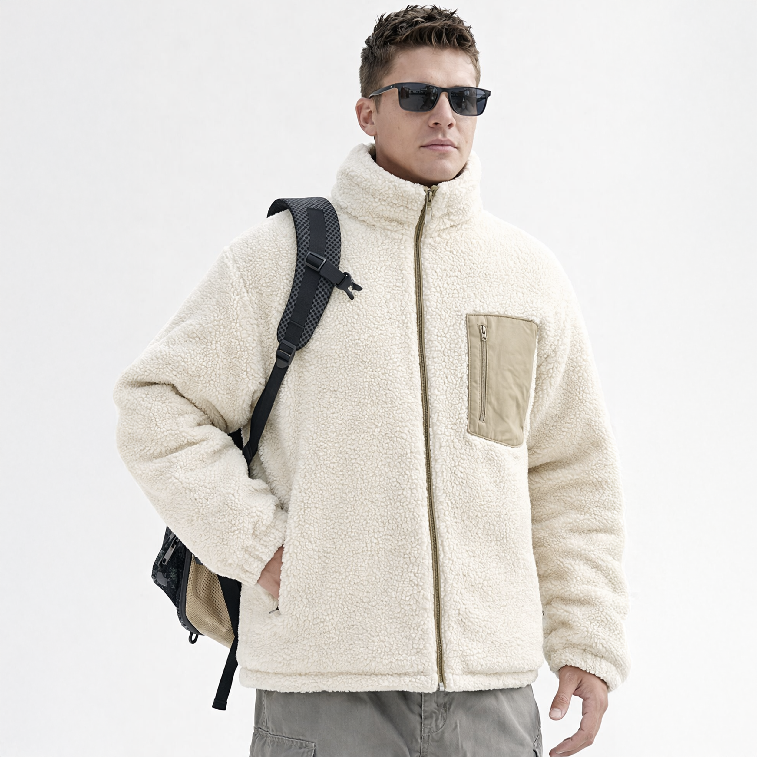 JAQUETA FLEECE PUFFER DUPLA FACE MASCULINA