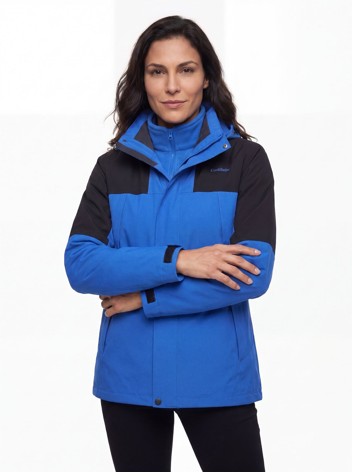 Camada fechada da Jaqueta 3 em 1 Cordilheira Outlander, Roupa da Marca Cordilheira com Boa proteção e conforto Confiável para frio.