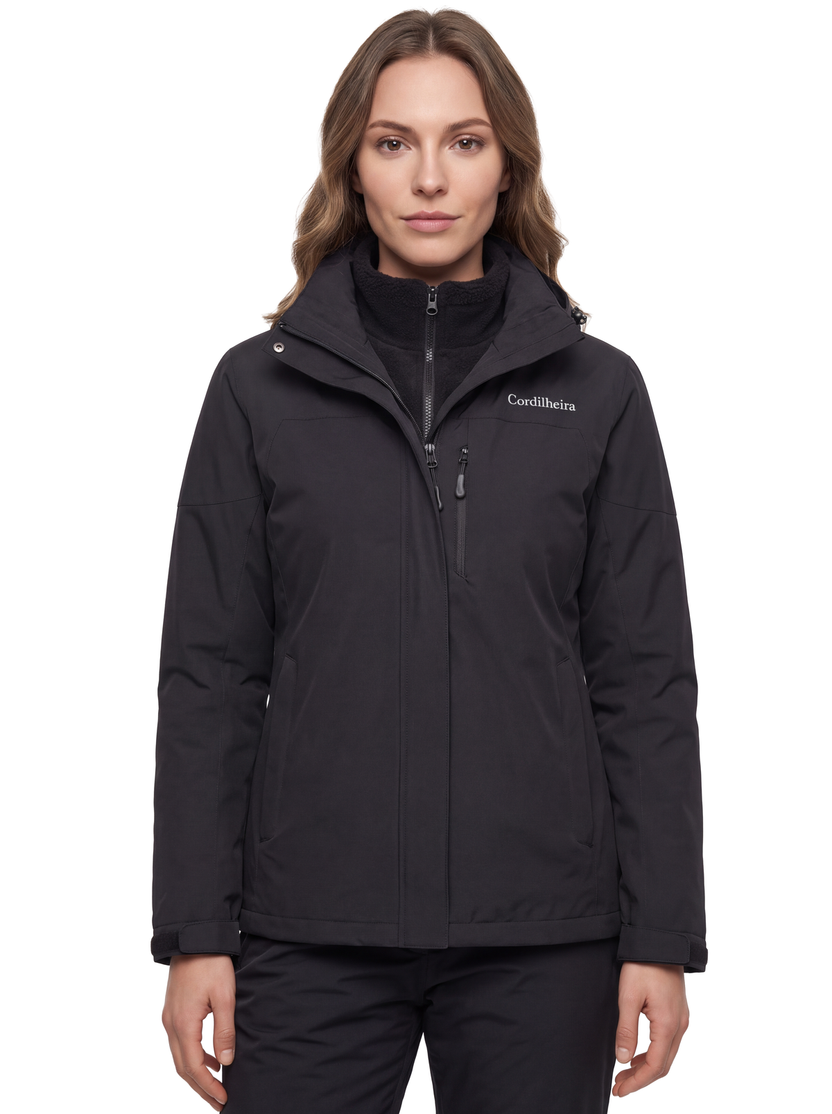Imagem de capa da Jaqueta 3 em 1 Cordilheira Alpine Feminina, Roupa da Marca Cordilheira com Boa resistência e proteção impermeável Confiável para esportes na neve e frio intenso.