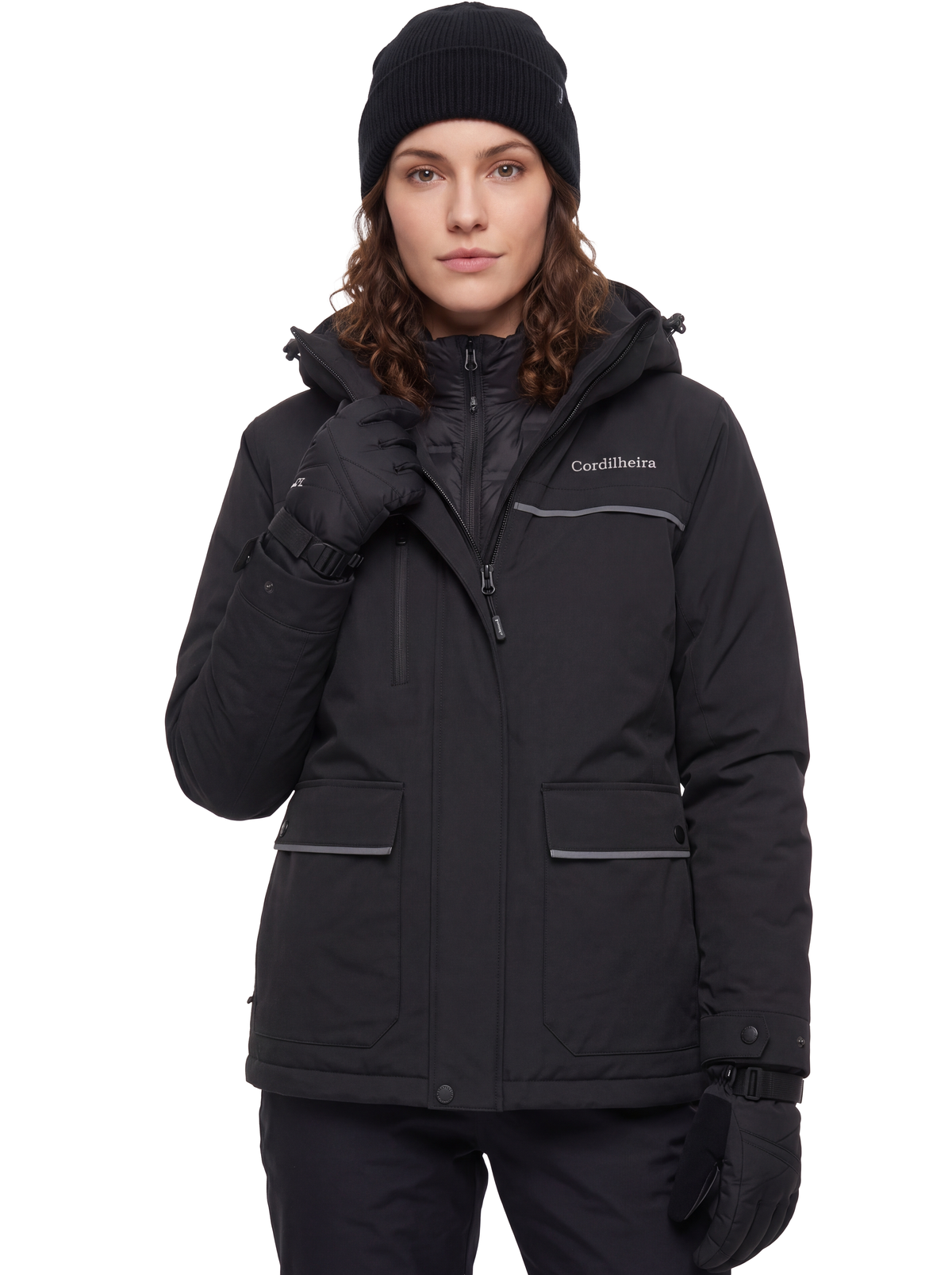Capa da Jaqueta Puffer 3 em 1 Cordilheira Hybrid Feminina, Roupa da Marca Cordilheira com Boa resistência e proteção impermeável Confiável para ski, neve e inverno.