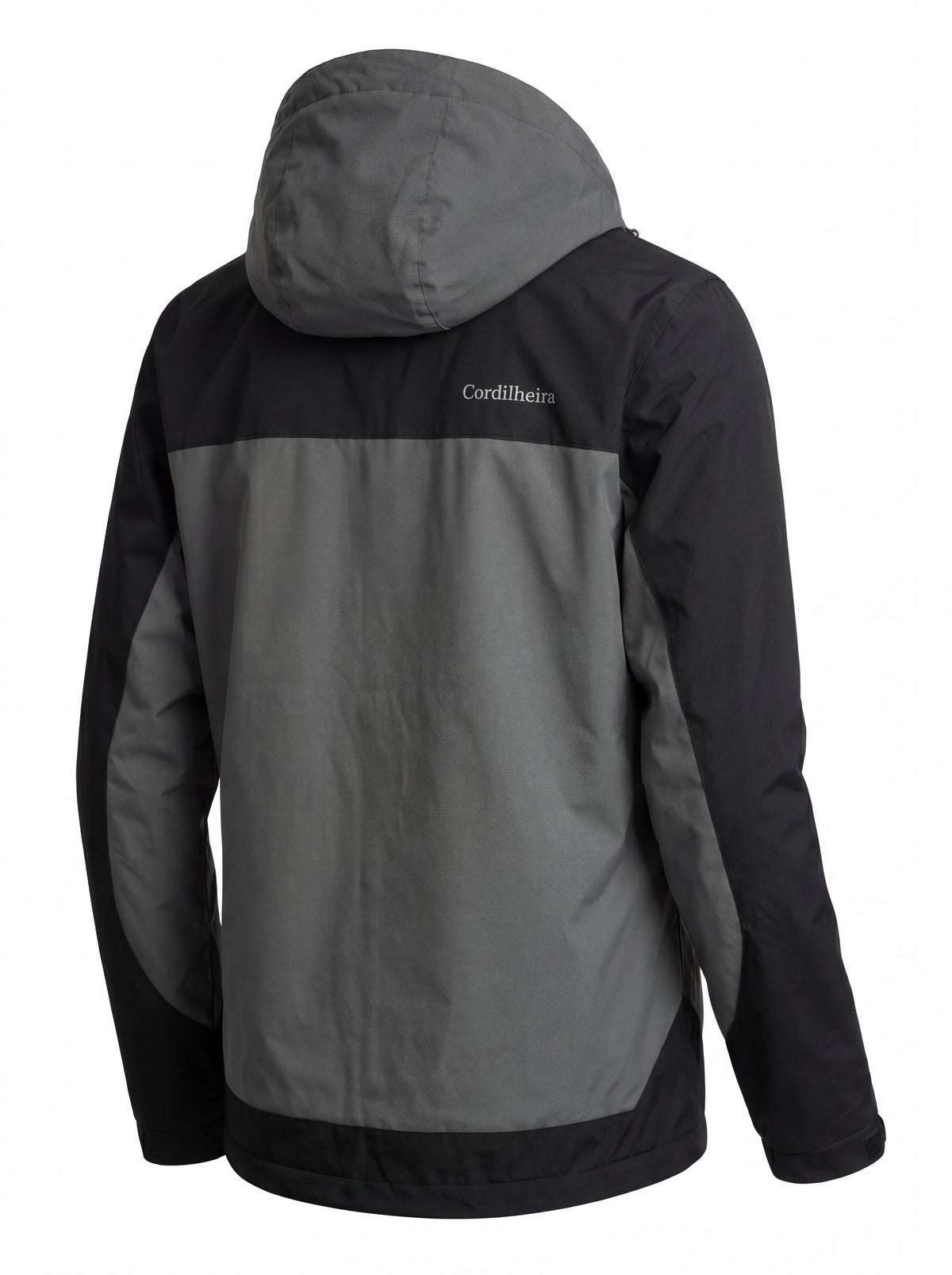 Vista traseira da Jaqueta Cordilheira Strategy Masculina Impermeável com logo em destaque, Roupa da Marca Cordilheira com Boa resistência e acabamento Confiável para uso outdoor.