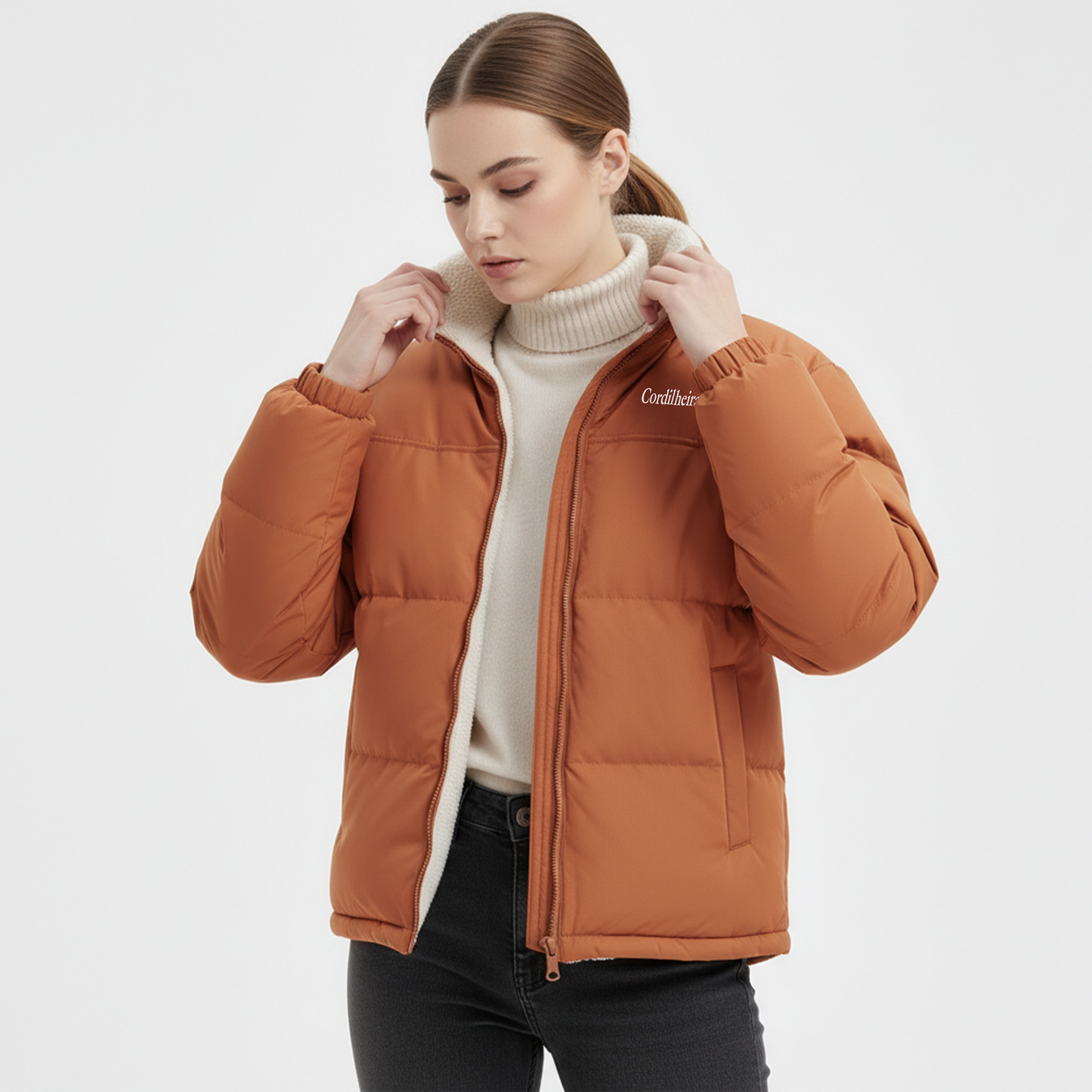 JAQUETA FLEECE PUFFER DUPLA FACE FEMININA
