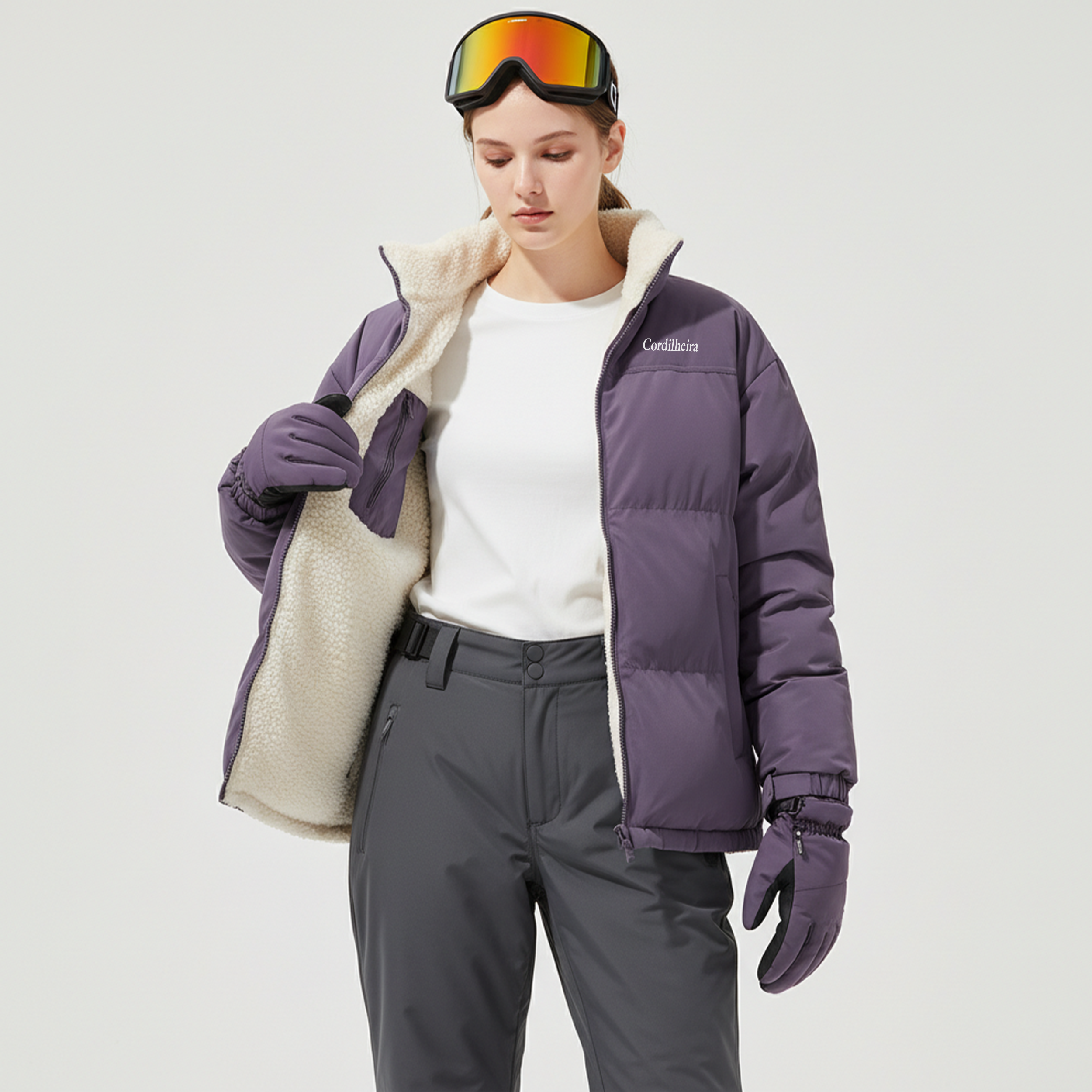 JAQUETA FLEECE PUFFER DUPLA FACE FEMININA