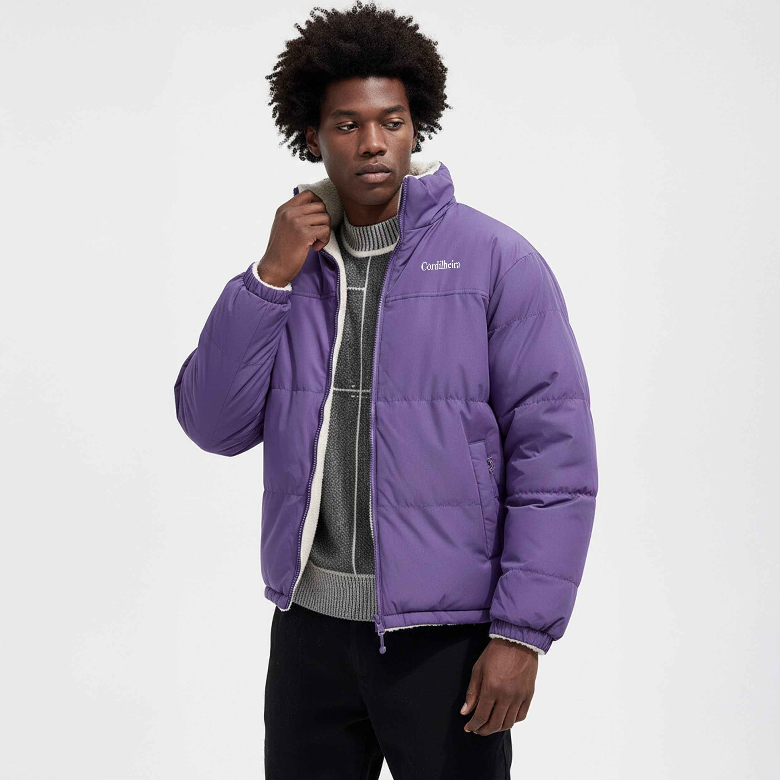 JAQUETA FLEECE PUFFER DUPLA FACE MASCULINA