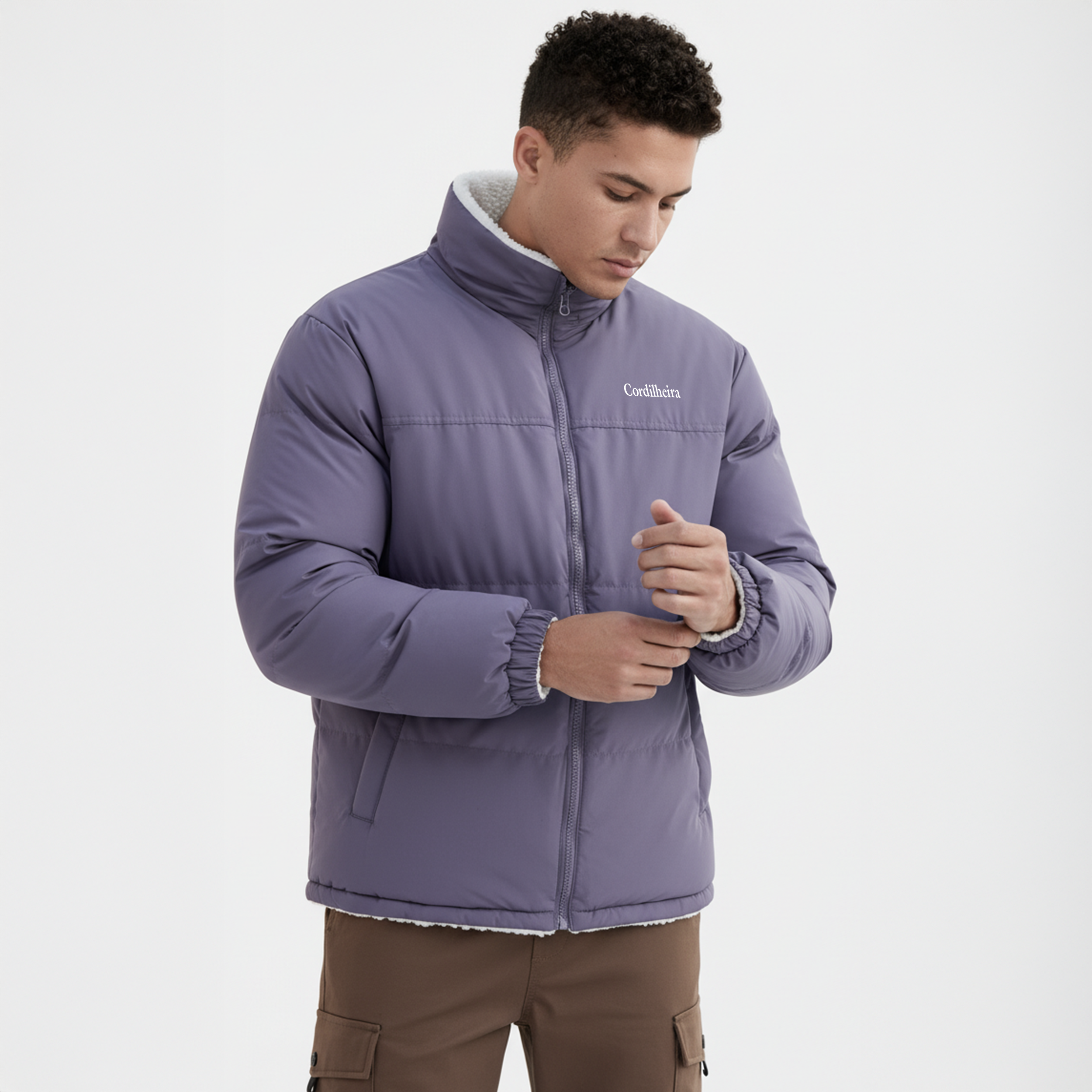 JAQUETA FLEECE PUFFER DUPLA FACE MASCULINA