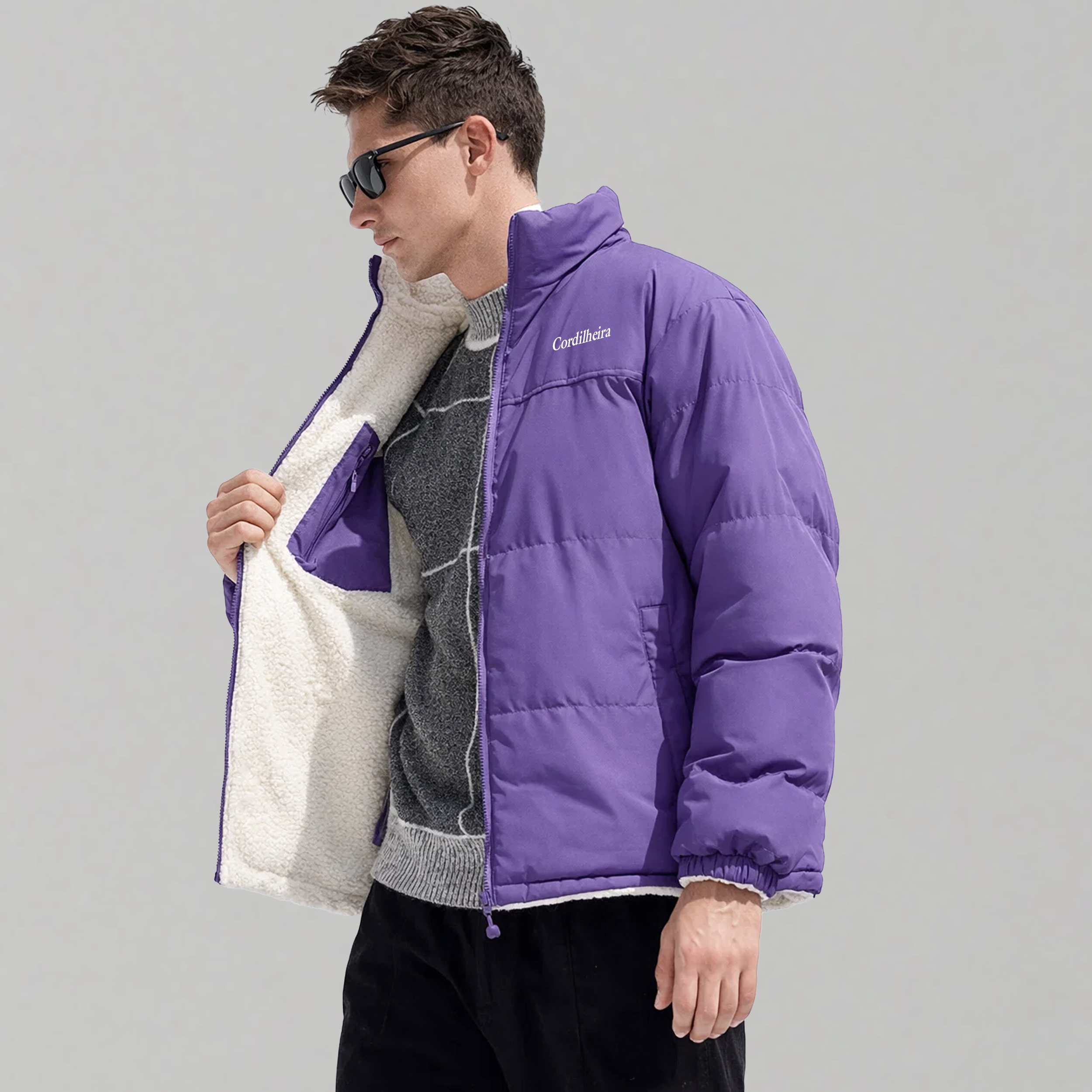 JAQUETA FLEECE PUFFER DUPLA FACE MASCULINA