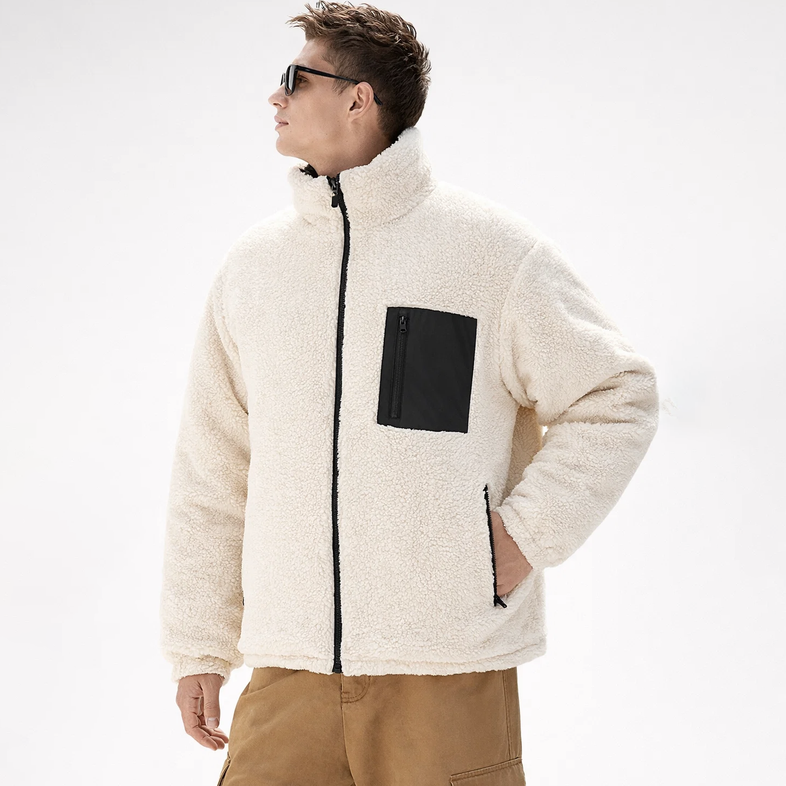 JAQUETA FLEECE PUFFER DUPLA FACE MASCULINA