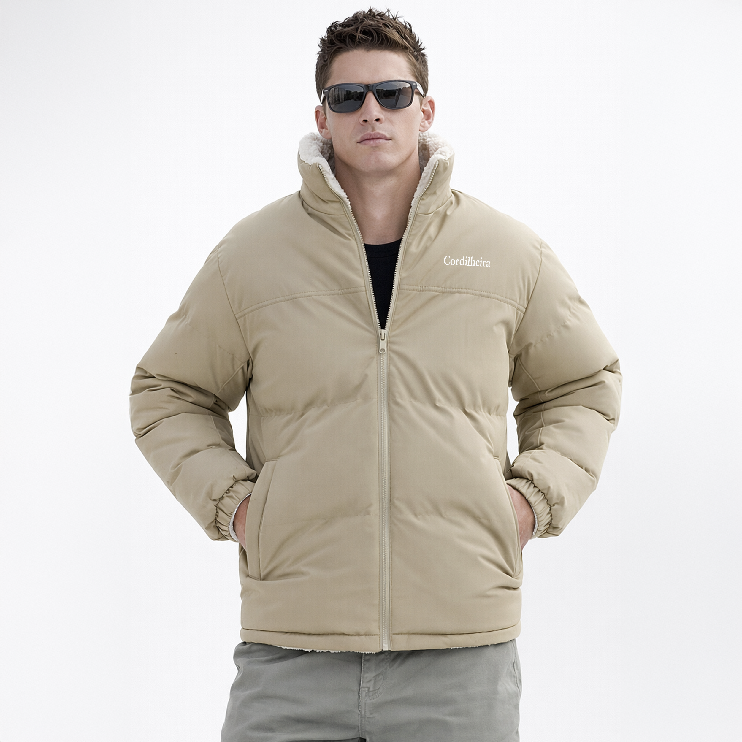 JAQUETA FLEECE PUFFER DUPLA FACE MASCULINA