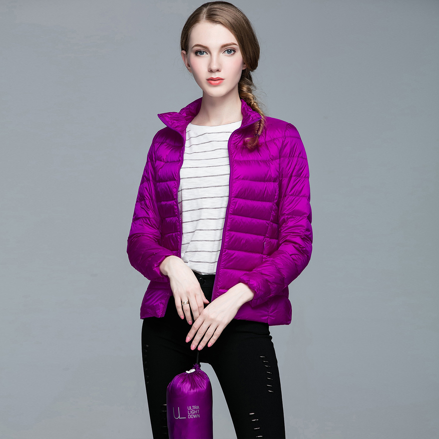 Jaqueta cordilheira ultraleve puffer feminina