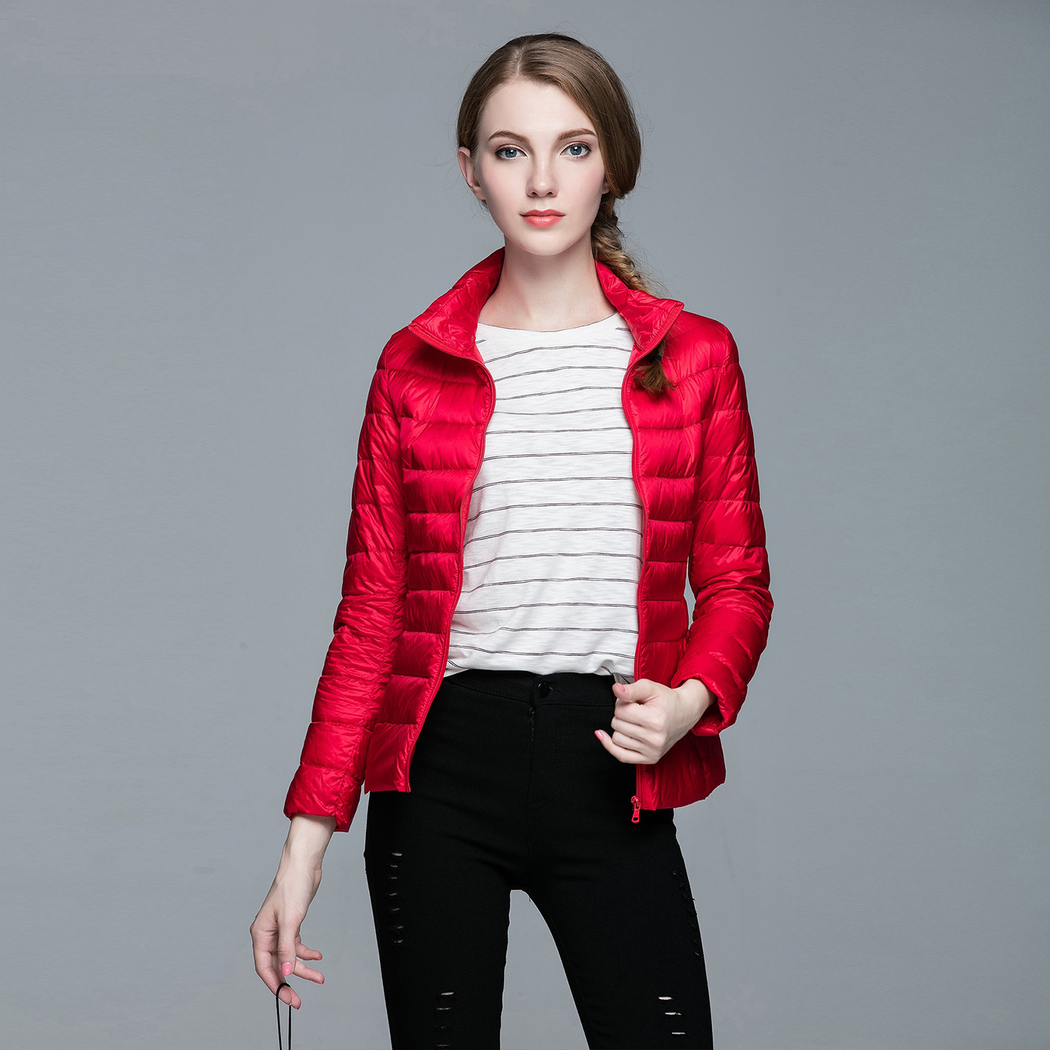 Jaqueta cordilheira ultraleve puffer feminina