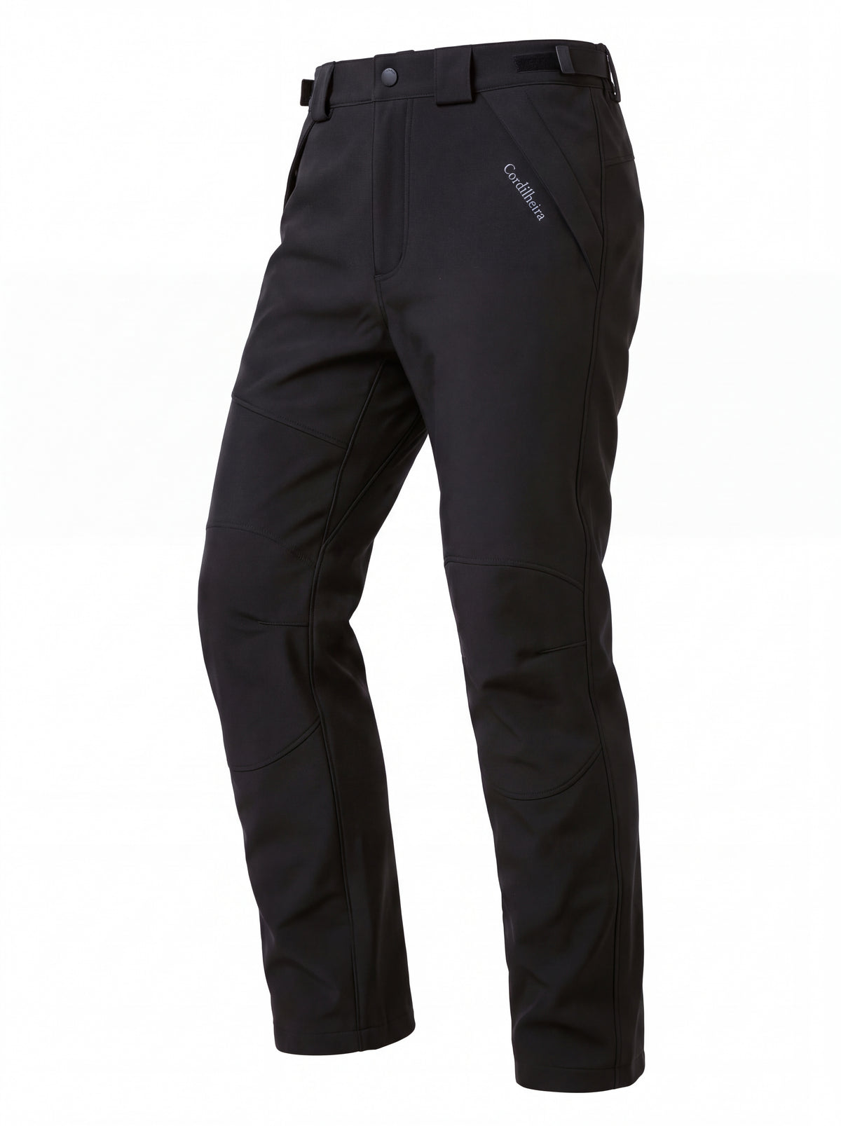 Modelo usando Calça 2 em 1 Cordilheira Pathfinder Masculina com foco na estrutura da peça, Roupa da Marca Cordilheira com Boa resistência e proteção Confiável para neve e esporte outdoor.