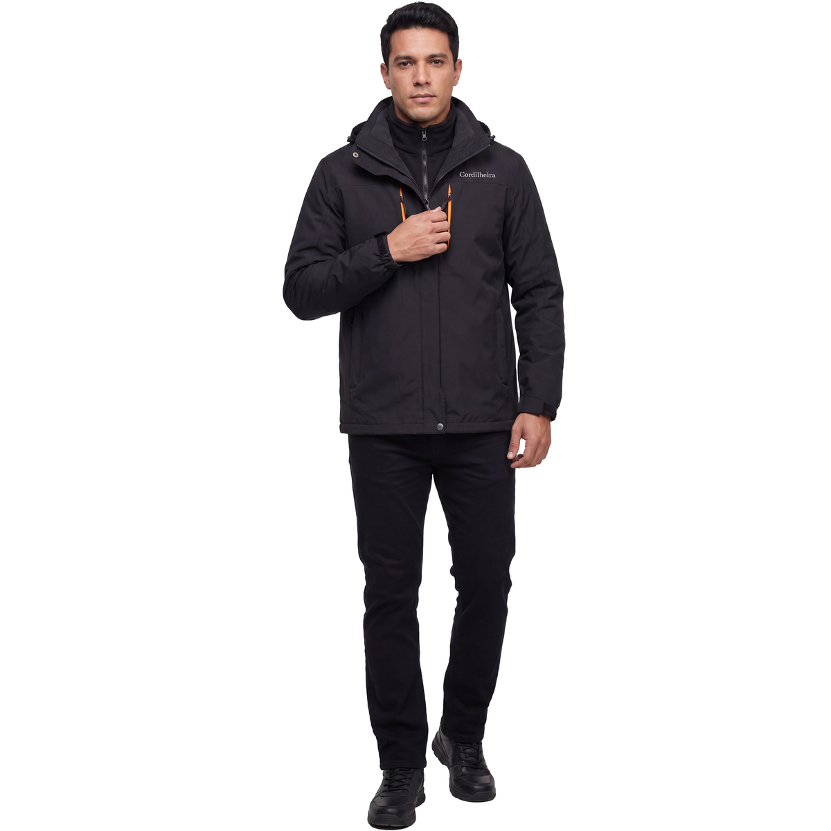 Jaqueta 3 em 1 Cordilheira Outlander Impermeável em imagem de produto, Roupa da Marca Cordilheira com Boa resistência e proteção Confiável para outdoor.