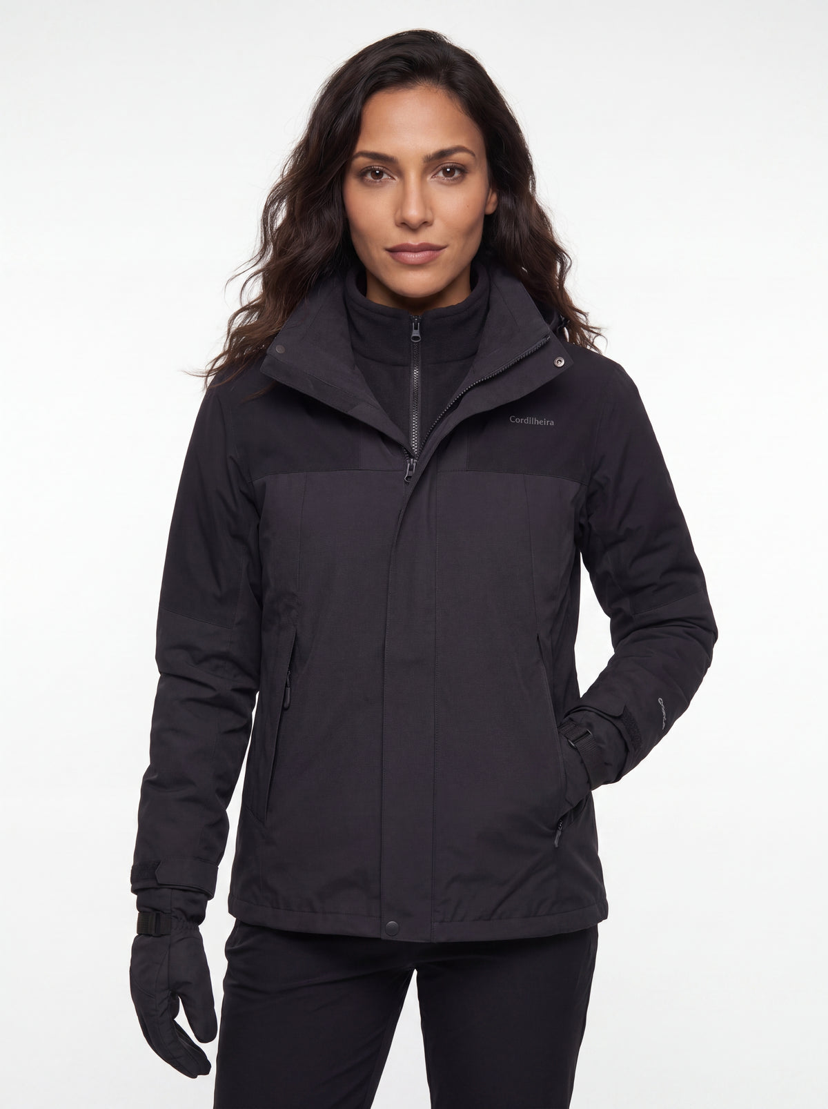 Jaqueta 3 em 1 Cordilheira Outlander com logo preservada, Roupa da Marca Cordilheira com Boa resistência, acabamento e visual Confiável.