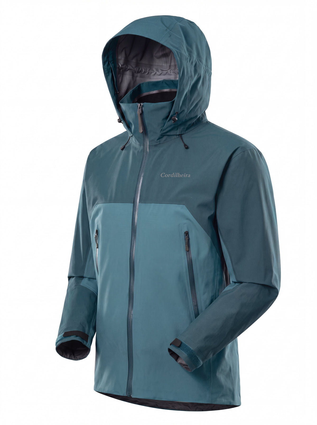 Close-up da Jaqueta Anorak Cordilheira Heavy Storm Masculina, Roupa da Marca Cordilheira com Boa resistência, qualidade e acabamento Confiável para trilhas e aventuras outdoor.