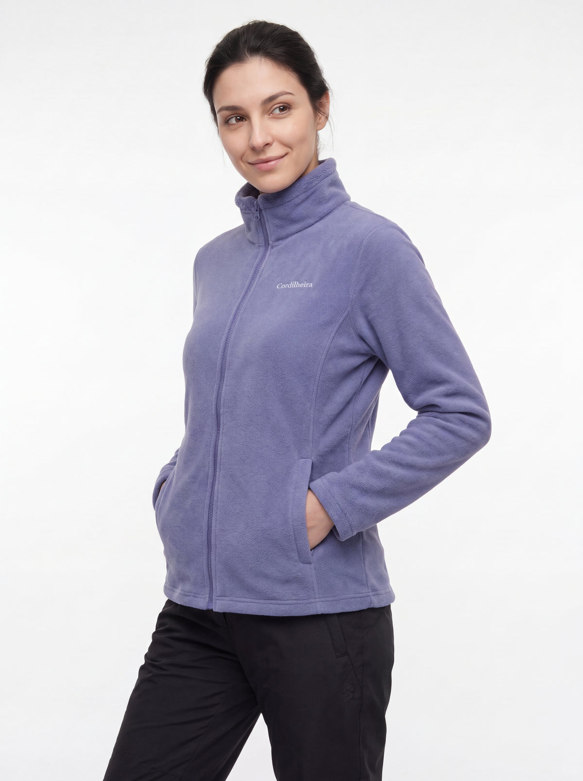 Modelo usando Jaqueta 3 em 1 Cordilheira Alpine Feminina, Roupa da Marca Cordilheira com Boa resistência, qualidade e proteção impermeável Confiável para aventuras outdoor.