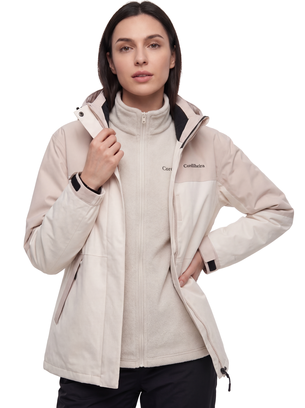 Capa da Jaqueta 3 em 1 Cordilheira Skiway Feminina, Roupa da Marca Cordilheira com Boa qualidade, resistência e versatilidade Confiável para diferentes condições de frio.