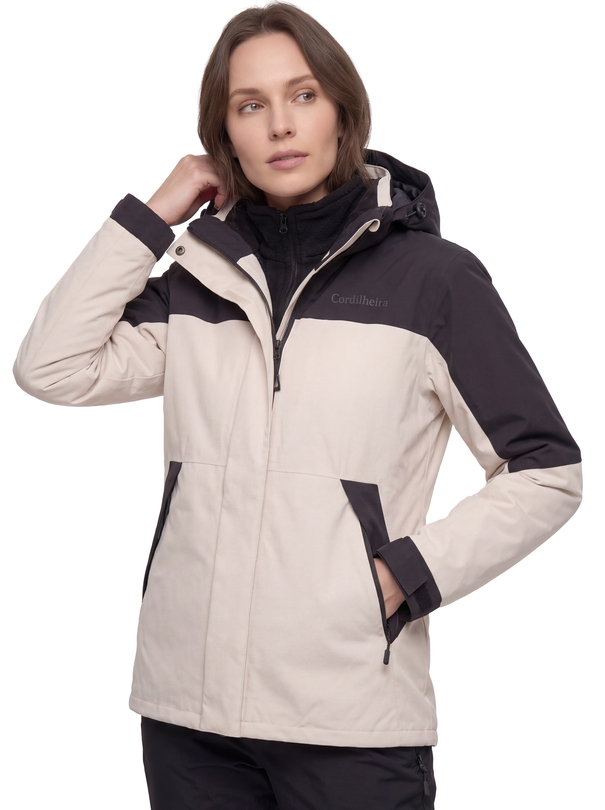 Capa da Jaqueta 3 em 1 Cordilheira Skiway Feminina, Roupa da Marca Cordilheira com Boa resistência, impermeabilidade e proteção Confiável para frio e esportes de inverno.