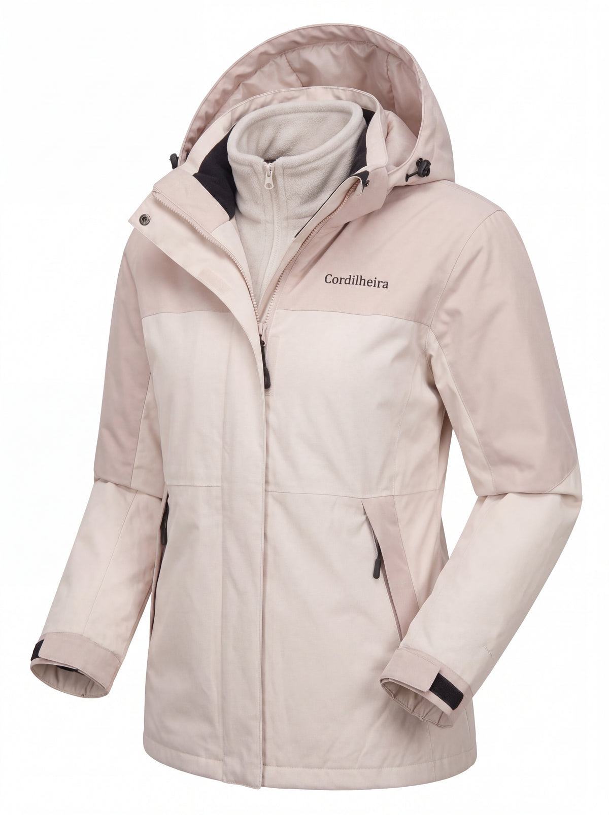 Jaqueta 3 em 1 Cordilheira Skiway Feminina com logo em destaque, Roupa da Marca Cordilheira com Boa qualidade, resistência e acabamento Confiável para frio e esportes de inverno.