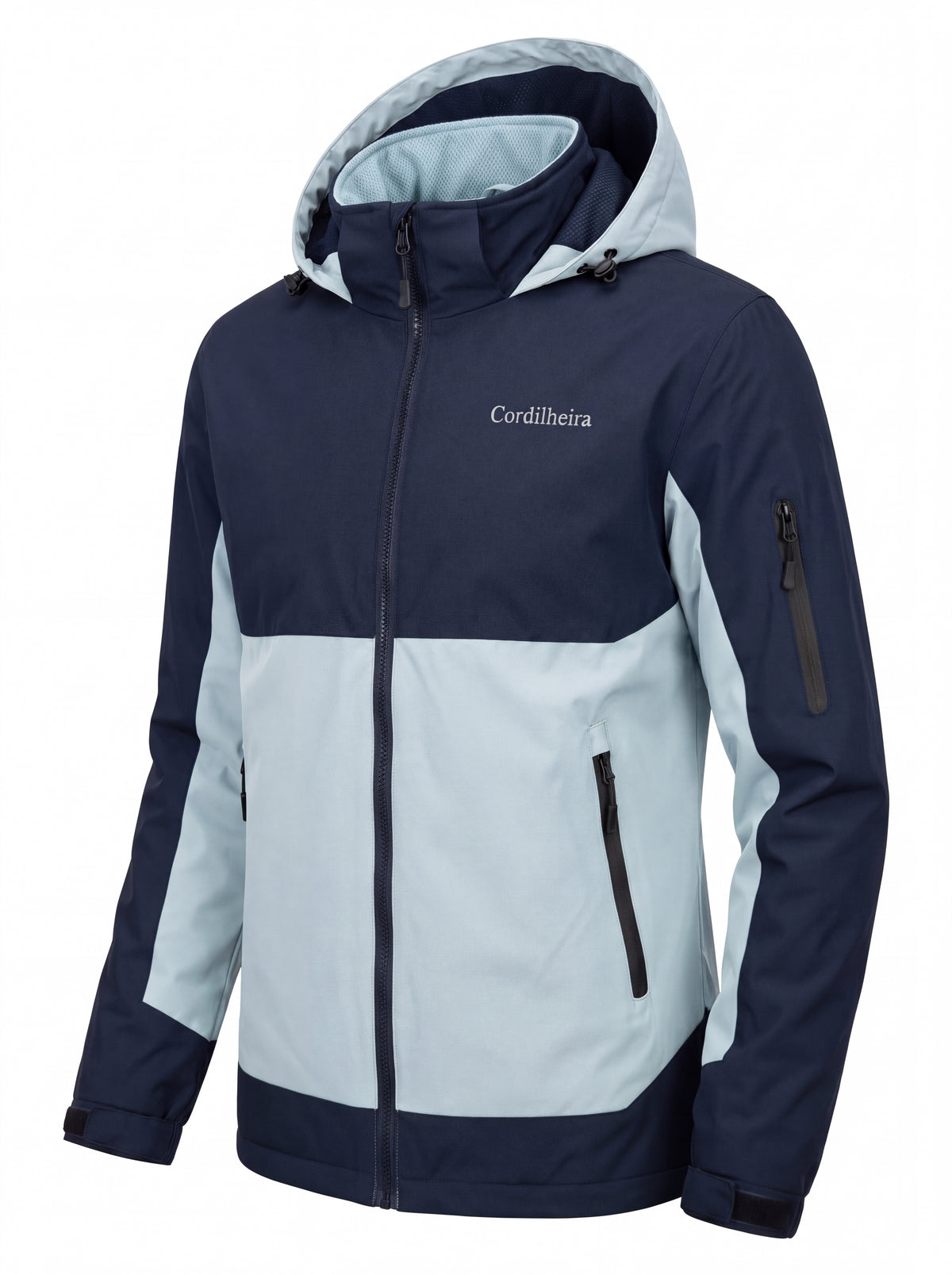 Detalhe de bolso funcional da Jaqueta Cordilheira Strategy Masculina Impermeável, Roupa da Marca Cordilheira com Boa qualidade, resistência e praticidade Confiável para trilha e trekking.