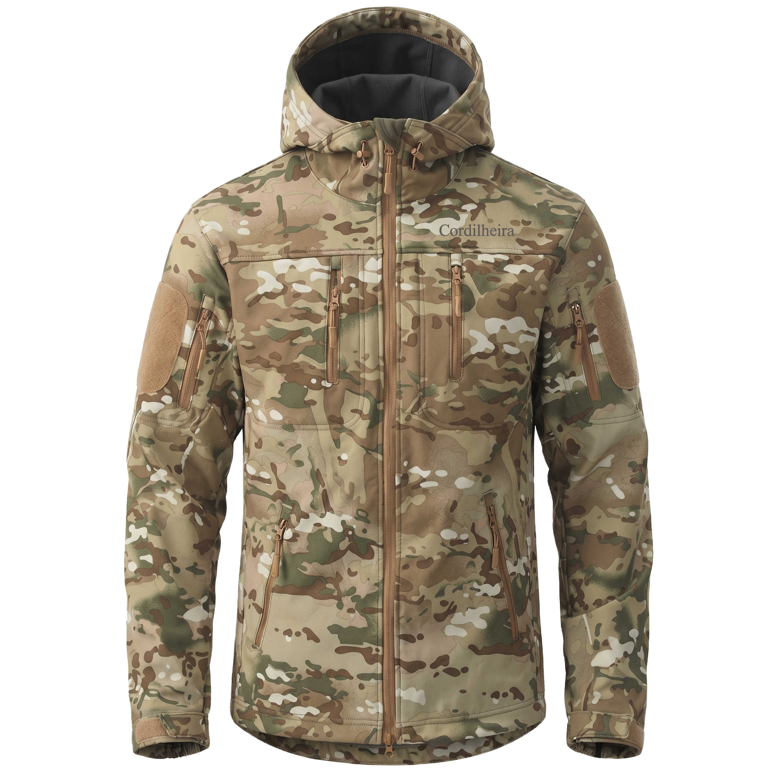 Jaqueta Cordilheira Ward Impermeável Masculina caqui com bolsos funcionais, uma Roupa da Marca Cordilheira com Boa estrutura e desempenho Confiável para uso outdoor.