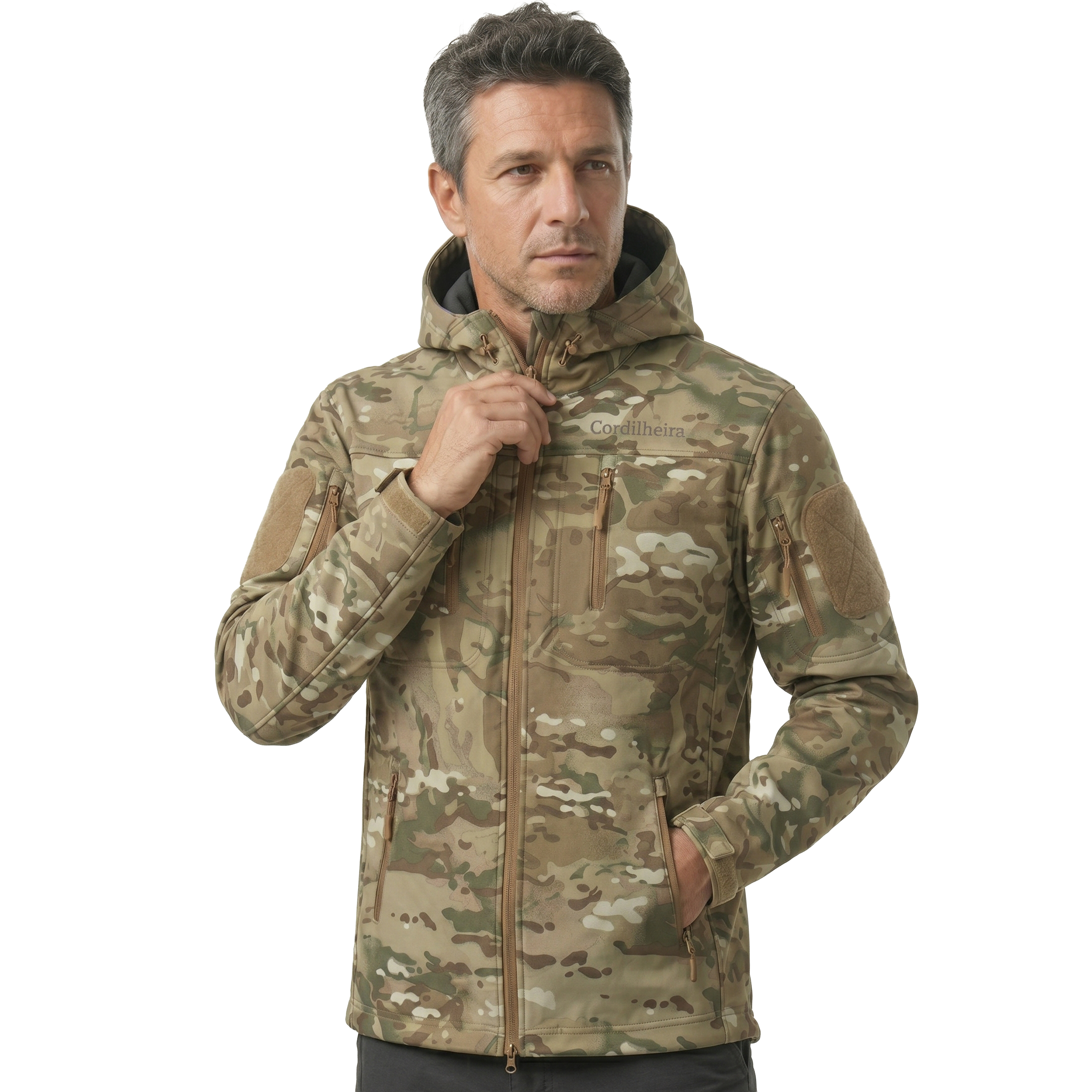 Jaqueta Cordilheira Ward Impermeável Masculina caqui, uma Roupa da Marca Cordilheira com Boa qualidade e proteção Confiável para viagem, frio leve e experiências outdoor.