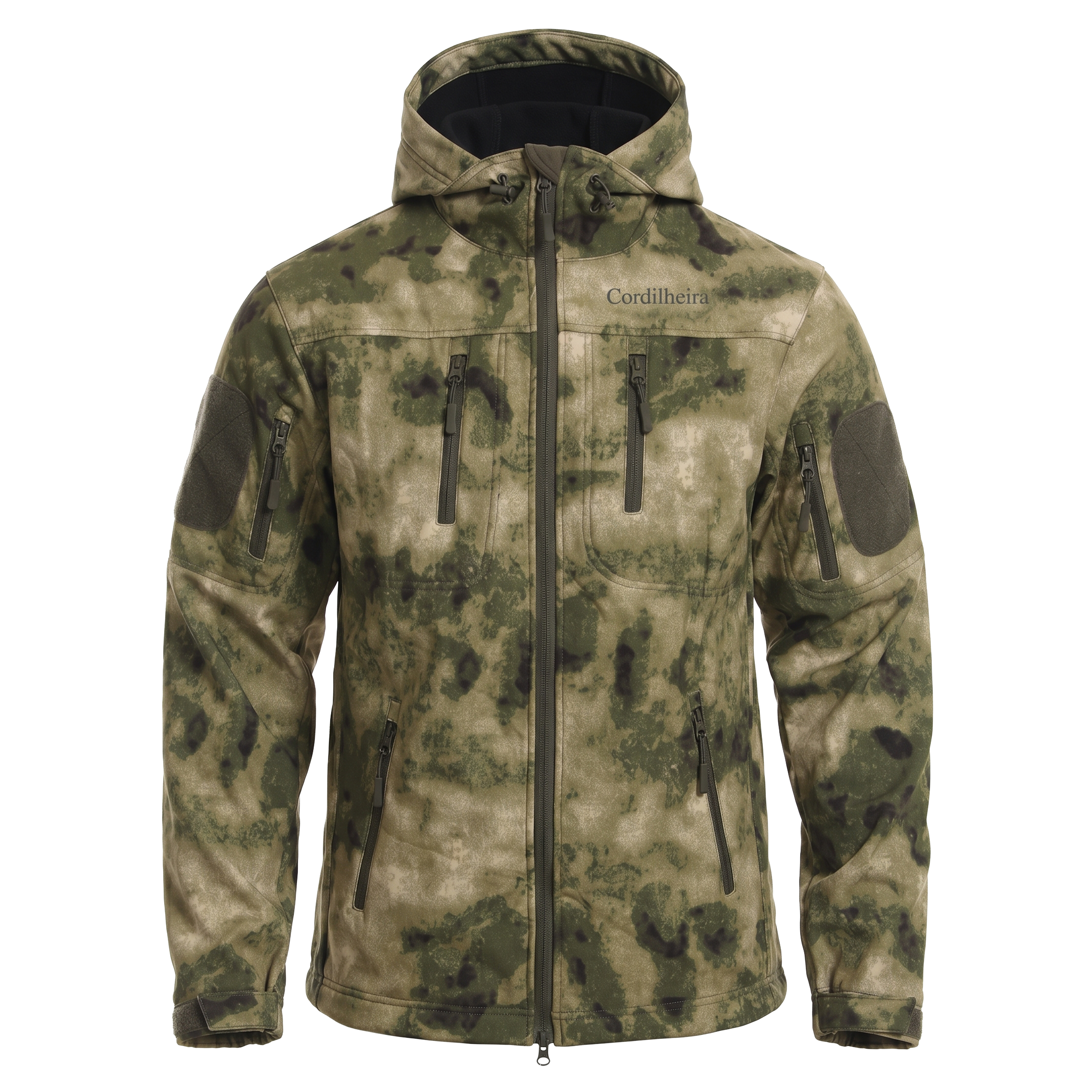 Jaqueta Cordilheira Ward Impermeável Masculina verde com capuz, uma Roupa da Marca Cordilheira de Boa proteção e estrutura Confiável para chuva, vento e clima instável.