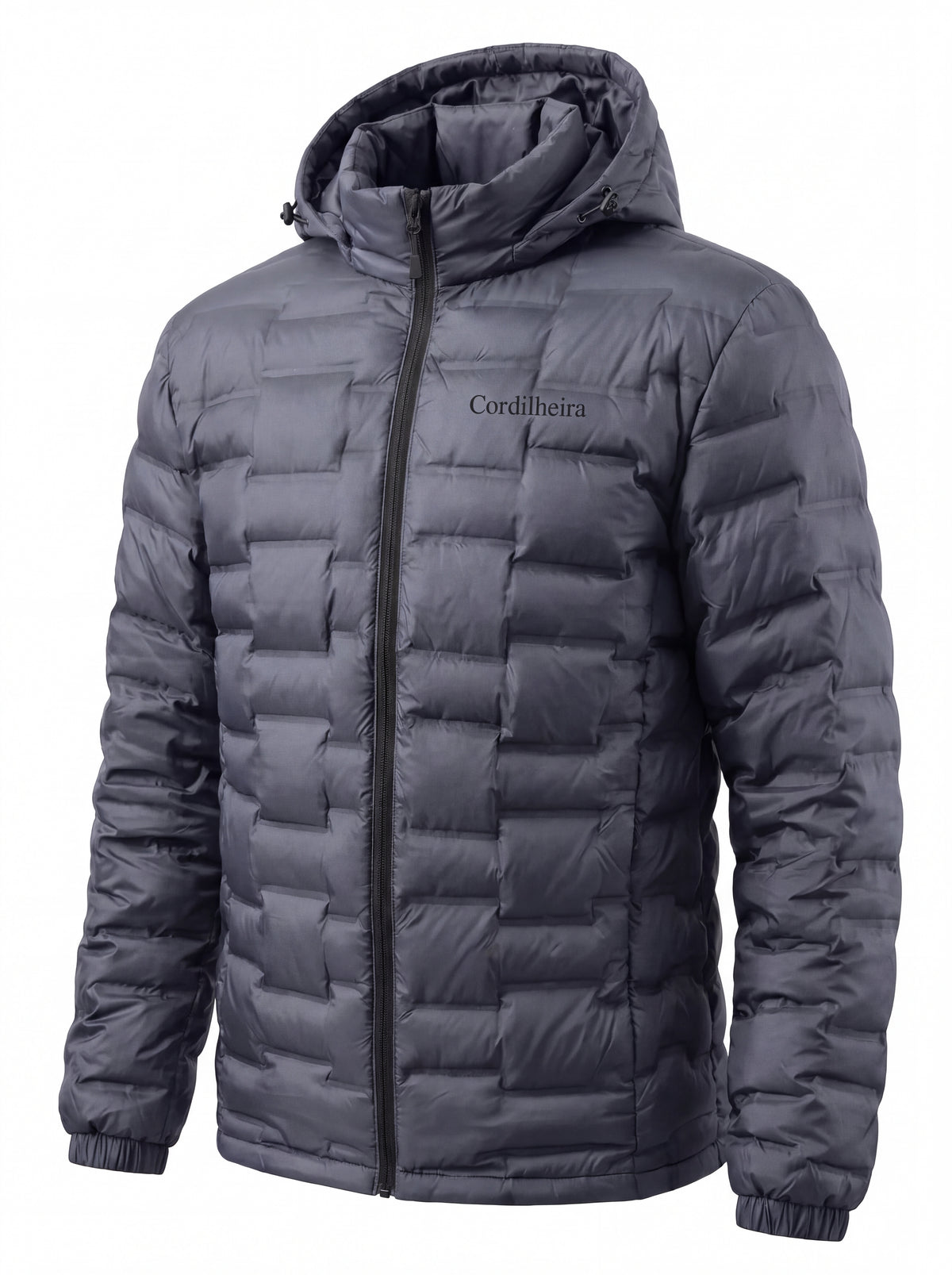 Jaqueta Puffer Cordilheira Climate Masculina em pose de produto, Roupa da Marca Cordilheira com Boa qualidade, resistência e versatilidade Confiável.