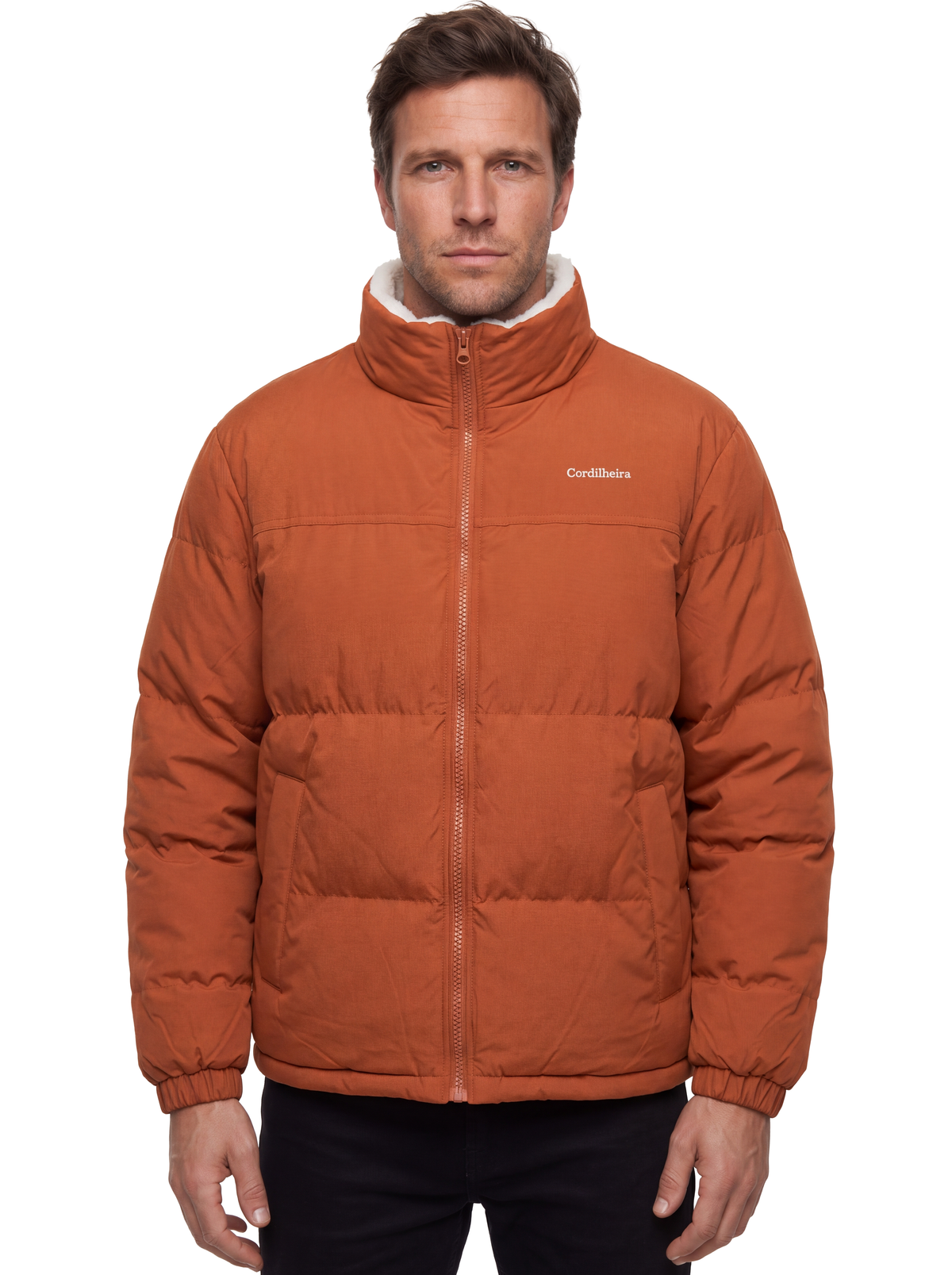 Capa da Jaqueta Puffer FrostLayer Dupla Face Masculina, Roupa da Marca Cordilheira com Boa resistência e proteção Confiável para frio intenso.
