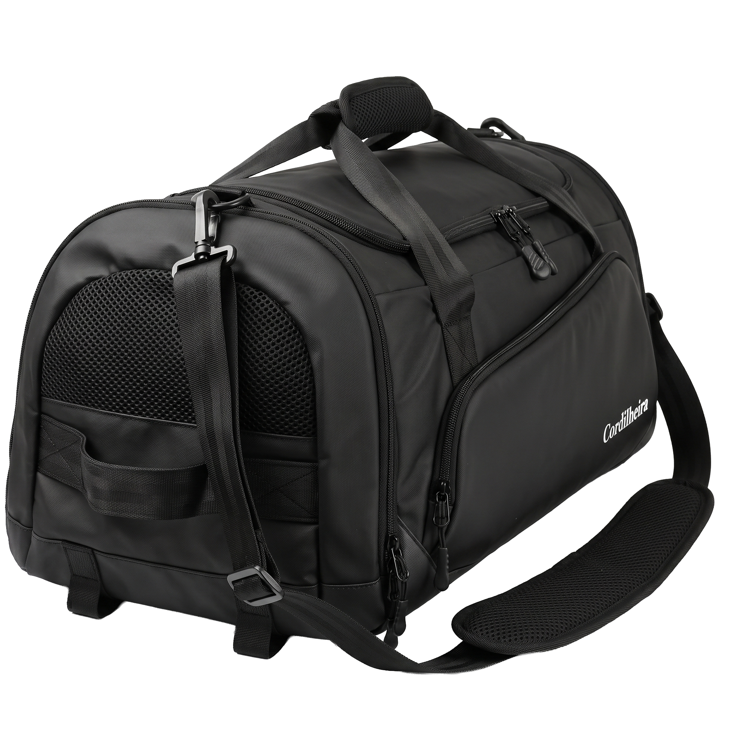Mala duffel da Marca Cordilheira com compartimento principal amplo para Roupa e acessórios, oferecendo Boa organização e uso Confiável em viagens.